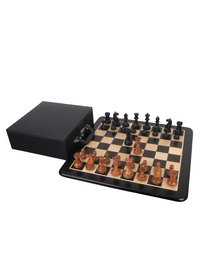 Jeu d'échecs American Chess Company des années 1900 - Pièces en buis vieilli avec plateau et boîte