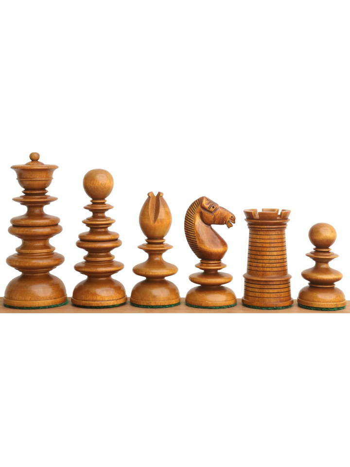 3.3" St. John Pre-Staunton Ebony Wood &amp; Antique Calvert Chess Pieces - image 1