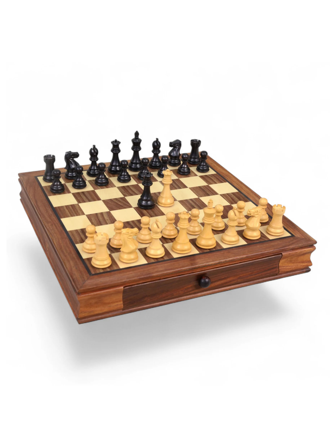 Set di Scacchi da Viaggio Magnetico Legacy 15” in Palissandro Dorato con Cassetti per Conservazione