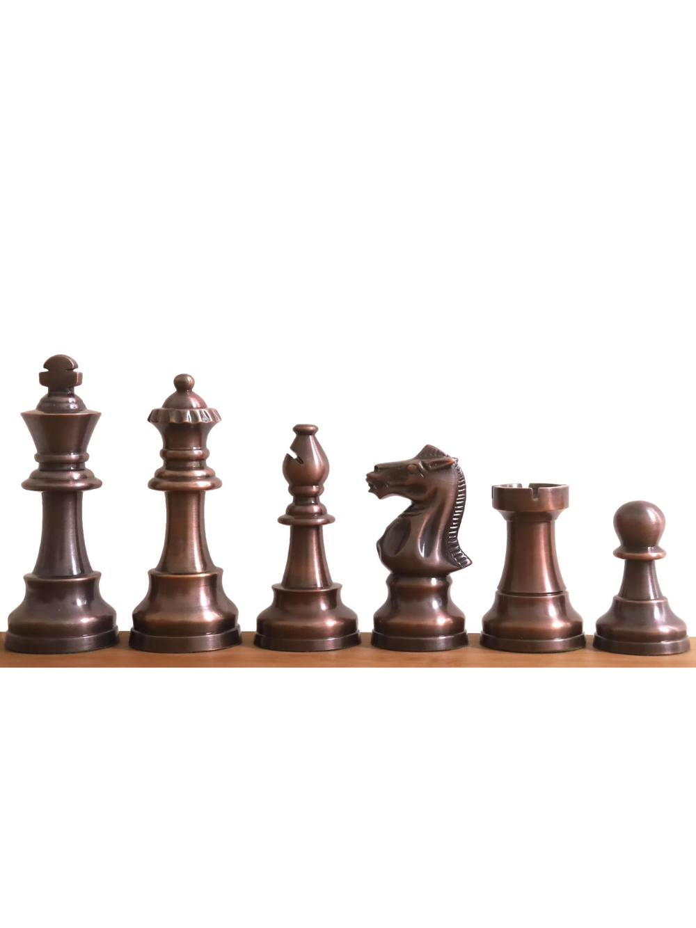 3.2" Pro Staunton Antiqued Copper Brass Metal Luxury Chess Pieces - 3.2" King