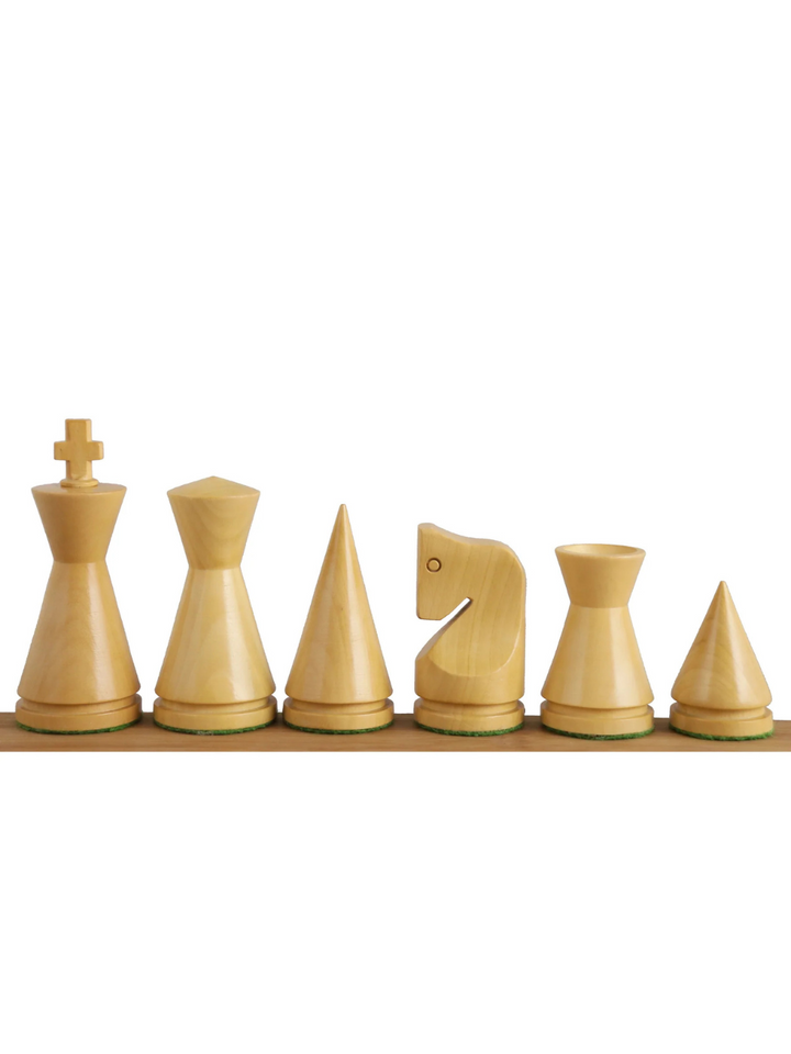 3.1" Russian Poni Minimalist Ebonised Boxwood &amp; Boxwood Chess Pieces - image 1