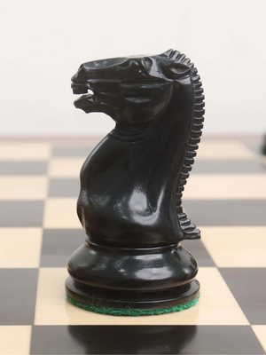 Jeu d'échecs Staunton type Cooke de 1849 - Pièces en bois d'ébène et buis vieilli, avec échiquier et coffret