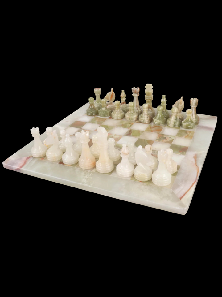 Onyx Marble &amp; Stone Chess 15" Handcrafted Chess Set - image 1