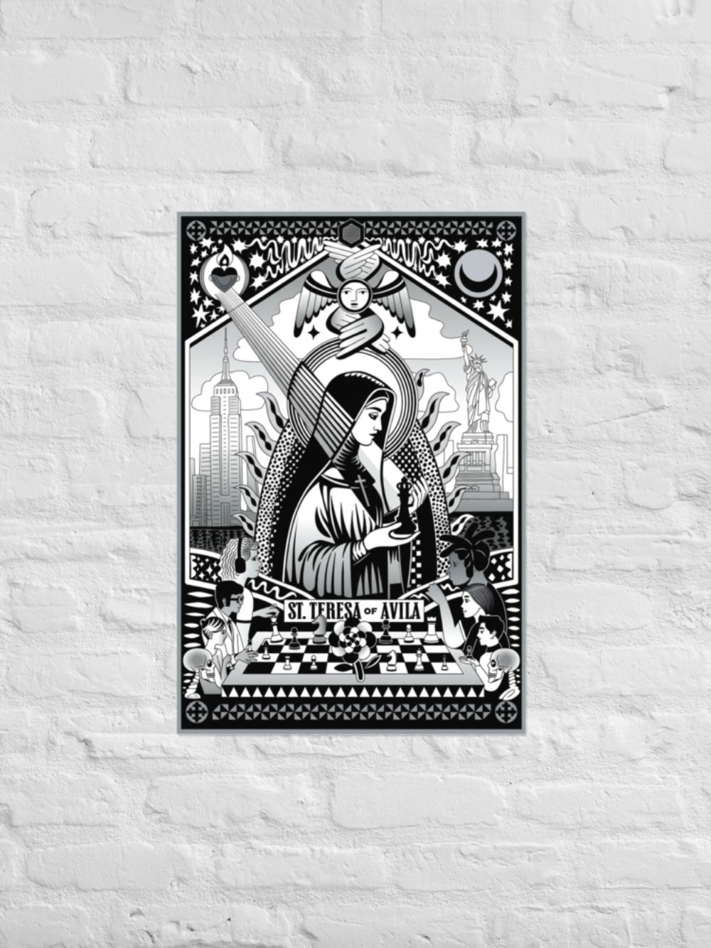 Sainte Thérèse, patronne des échecs (Impression en noir et blanc) 