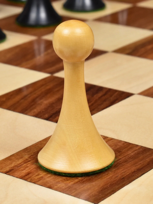 3.6" Herman Ohme Minimalist Chess Pieces - Weighted Ebonised Boxwood