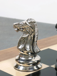 Jeu d'échecs de luxe en laiton Jacques Staunton 1849 (4,5 pouces) - Pièces uniquement - Argent et gris - Reines supplémentaires