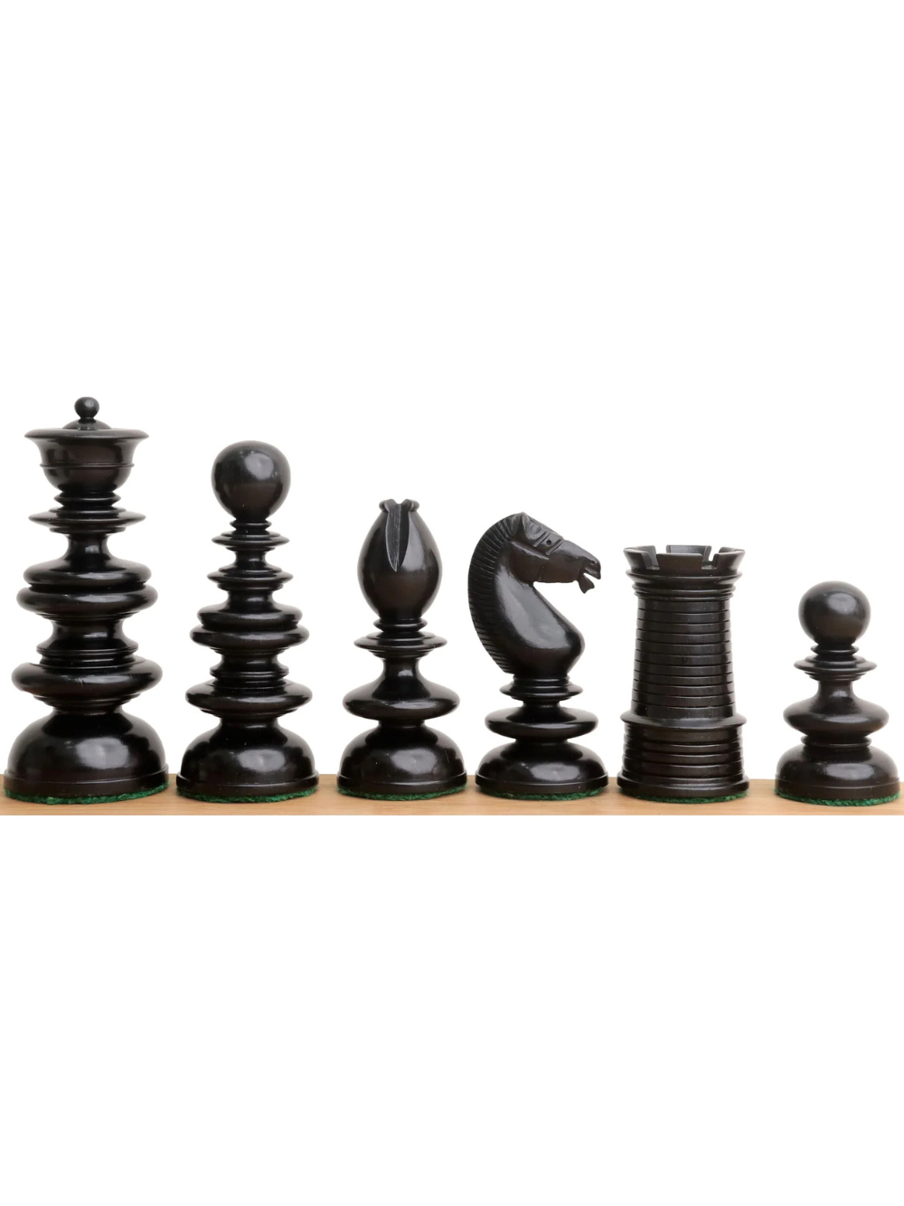 3.3" St. John Pre-Staunton Calvert Chess Pieces Ebony Wood & Antique