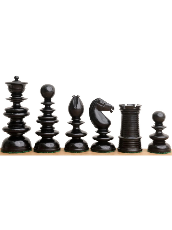 3.3" St. John Pre-Staunton Ebony Wood &amp; Antique Calvert Chess Pieces