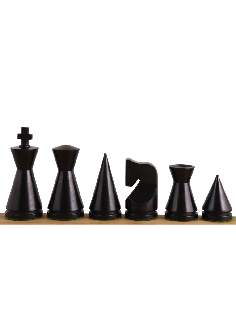 3.1" Russian Poni Minimalist Ebonised Boxwood & Boxwood Chess Pieces