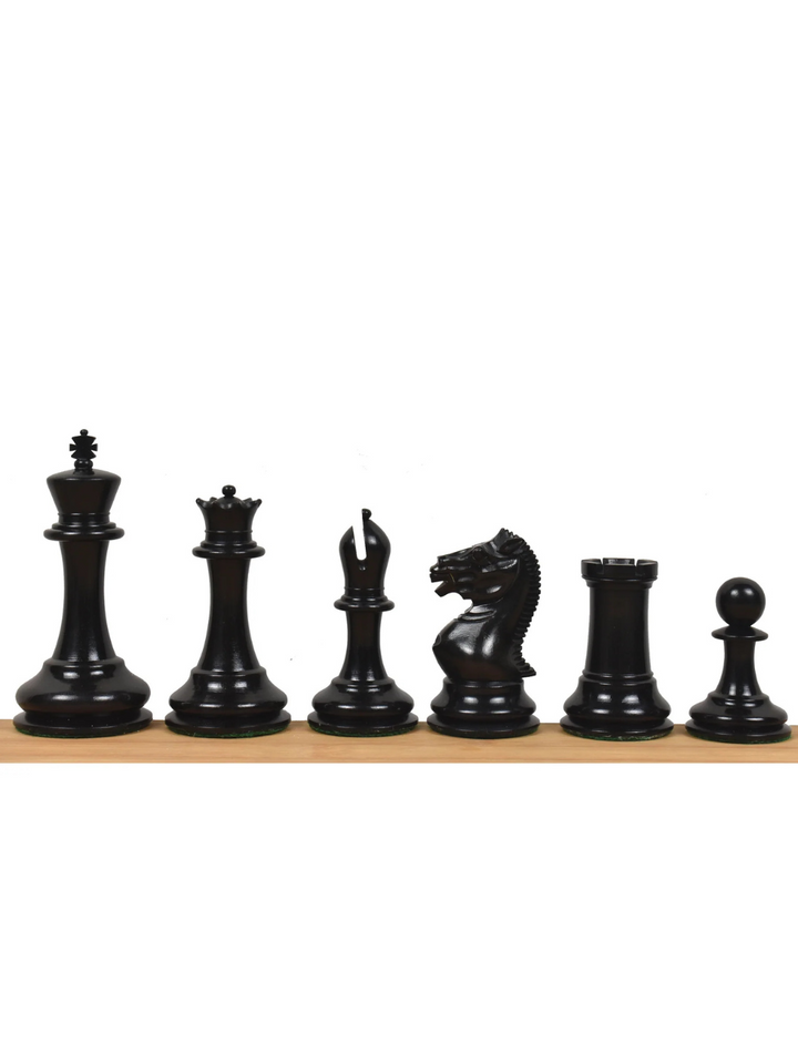 1852-55 Harrwitz Staunton Chess Pieces Antiqued Boxwood and Ebony - 3.5" King