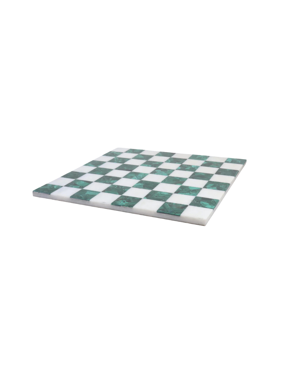 15'' Borderless Solid Malachite Stone Luxury Chess Board - Green and White Semi Precious Stone