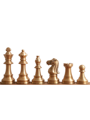 3.2" Pro Staunton Antiqued Copper Brass Metal Luxury Chess Pieces - 3.2" King