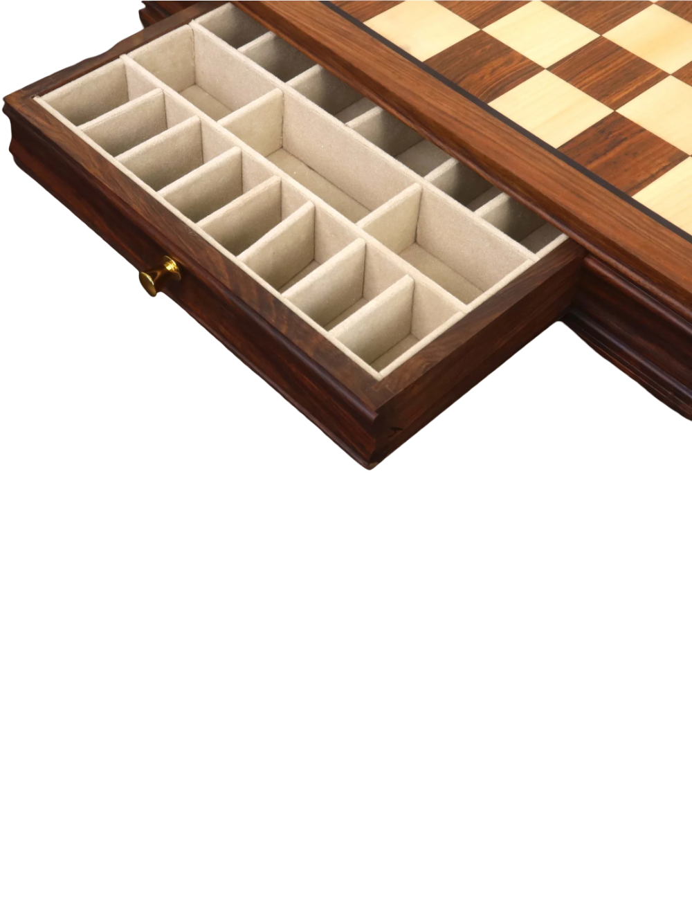 20” Legacy Golden Rosewood Luxury Chess Board with Velvet Storage Drawers