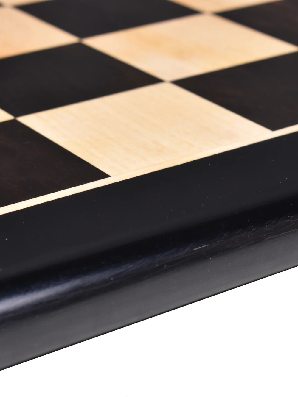 17" Ebony & Maple Chess Board -  Large Solid Inlaid Wood
