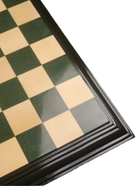 21" Green & Maple HDMR Chess Board – Handcrafted Greenply HDMR Wood Board with Decorative Edges