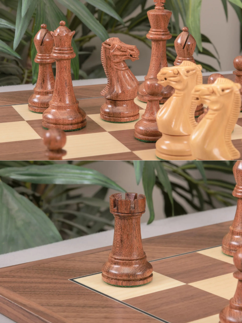 The Winchester Series Chess Pieces - 4" King (Golden Rosewood and Natural Boxwood)