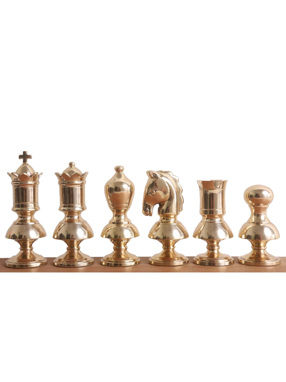Set di Scacchi di Lusso Serie Vittoriana in Ottone 3,4" - Solo Pezzi - Oro Metallico e Grigio