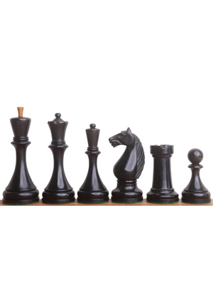 1935 Botvinnik Flohr-II Soviet Chess Pieces - Distress Antiqued Boxwood & Ebonised Boxwood - 4.4" King