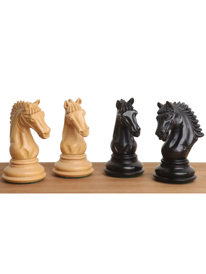 4.5" Tilted Knight Luxury Staunton Chess Pieces Ebony Wood &amp; Boxwood