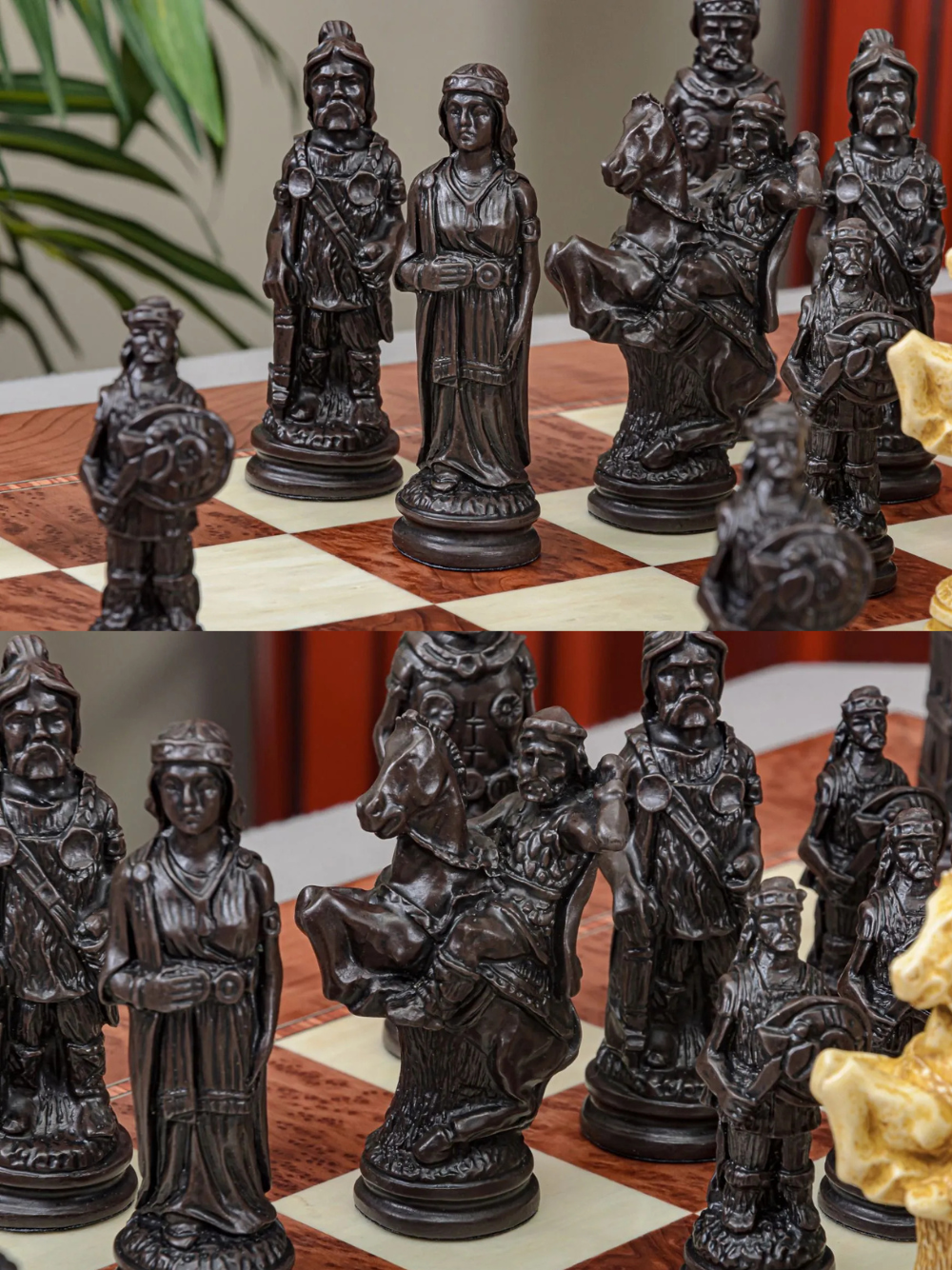The Viking Series Chess Pieces - 4.4" King - Brown and Natural