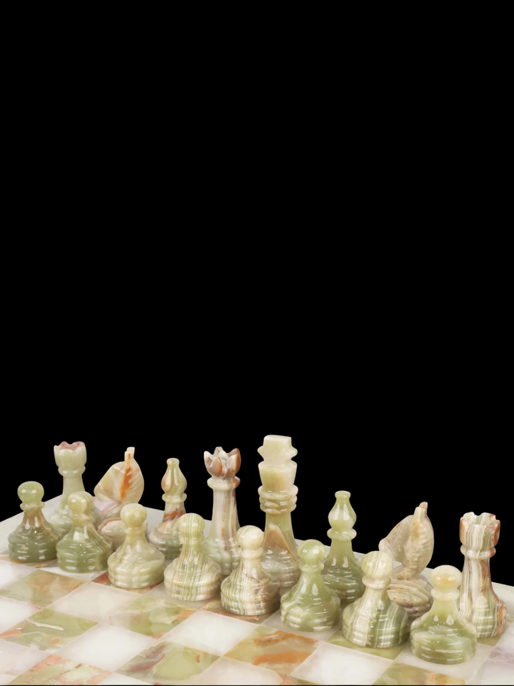 Set di scacchi artigianale in marmo e pietra Onice - 15"