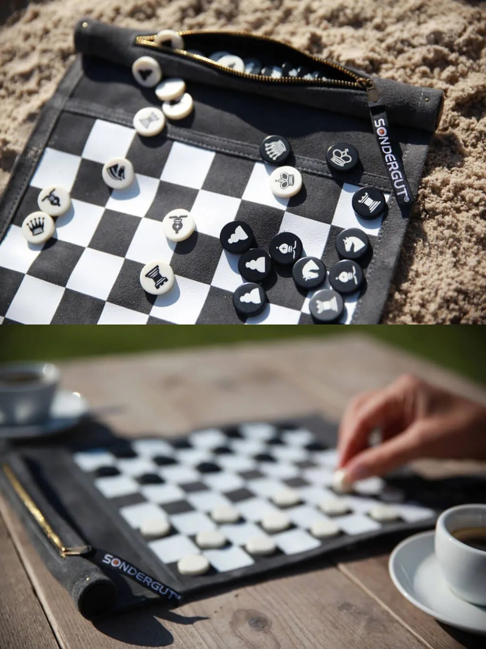 Sondergut Chess/Checkers Roll-Up Travel Set
