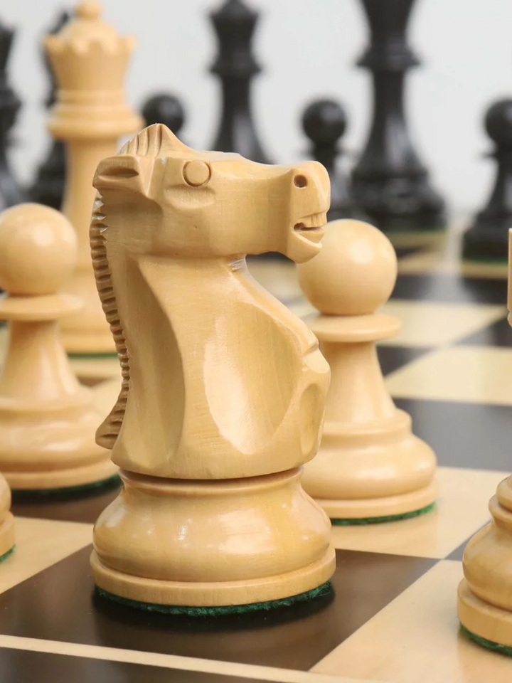 Figurki szachowe Fischer Spassky - podwójnie obciążone drewno hebanowe