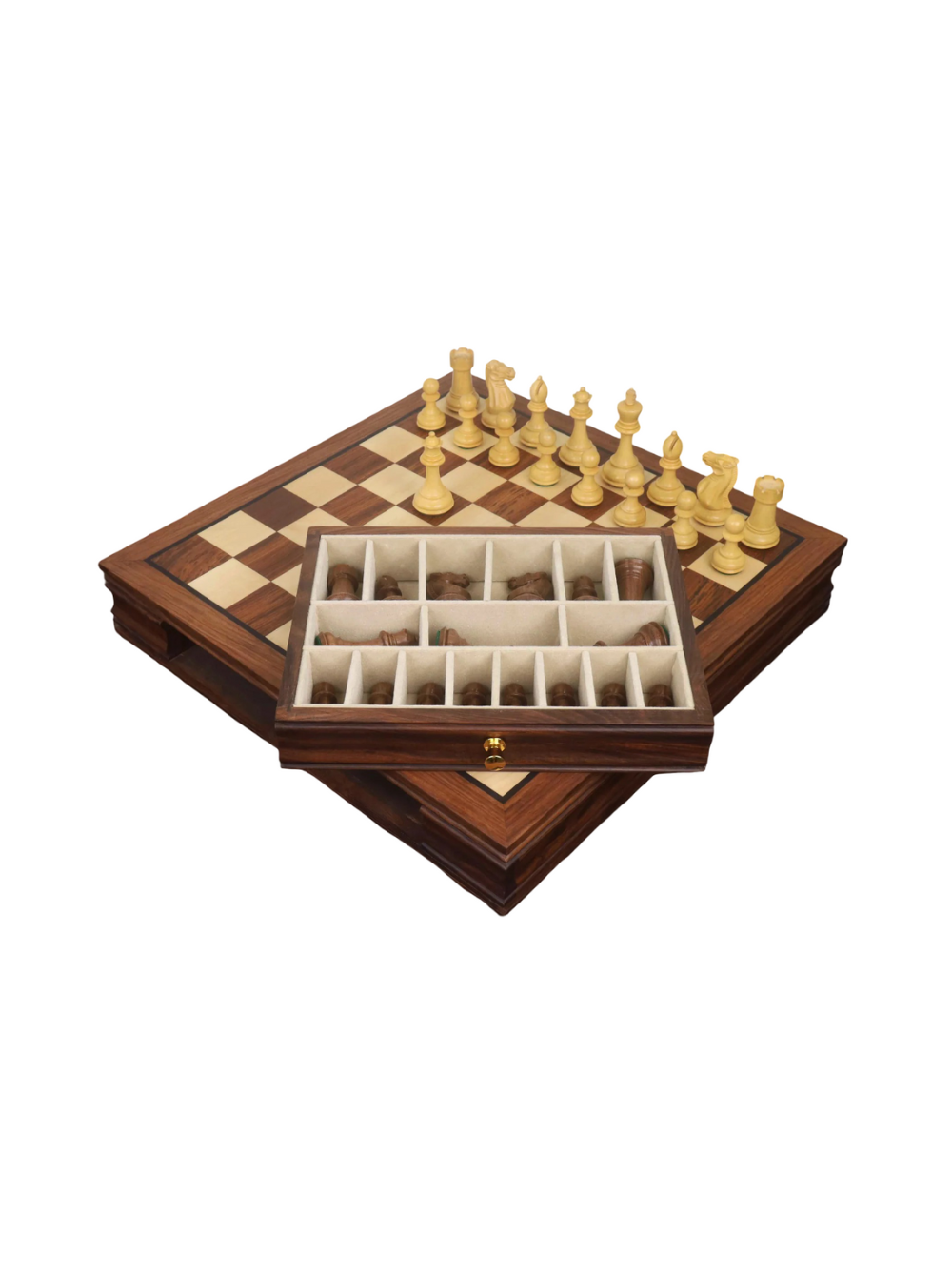 20” Legacy Golden Rosewood Chess Board with 4.1" Staunton Chess Pieces