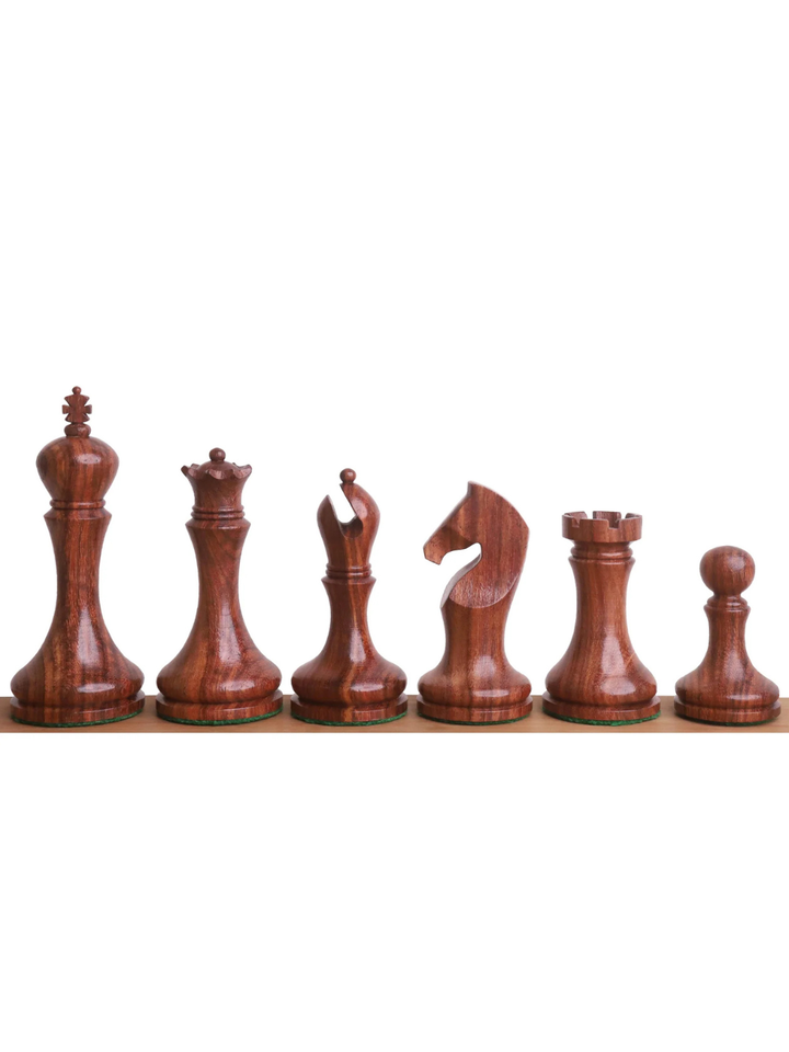 Set di Scacchi Moderno Minimalista Serie Zadar 3,9" - Pezzi in Palissandro Dorato con Scacchiera Senza Bordo e Scatola