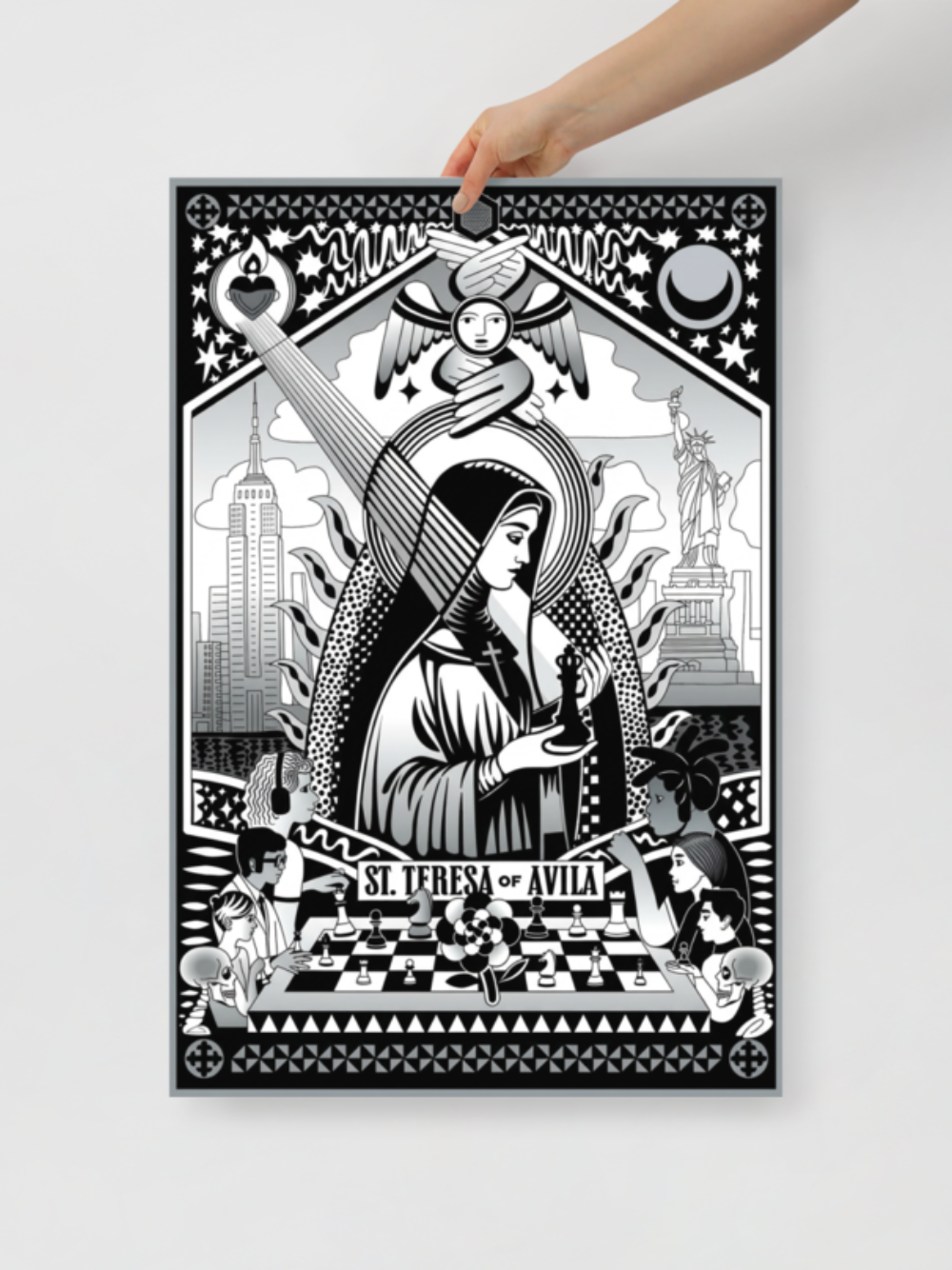 Sainte Thérèse, patronne des échecs (Impression en noir et blanc) 