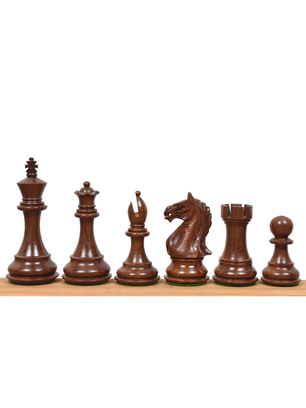 4" Fierce Knight Staunton Chess Pieces - Golden Rosewood & Boxwood