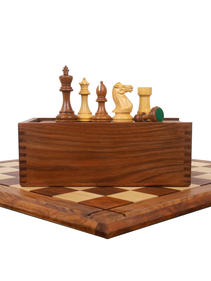Set di Scacchi Staunton Professionale in Legno Pesato 4,1" - Pezzi in Palissandro, Scacchiera 21" e Scatola