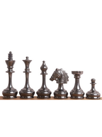 Pièces d'échecs de luxe en laiton de la série Splendor de 9,4 cm, couleur or et gris métallisé