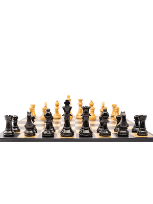 Staunton Europe nº5 chess set weighted GLOSSY pieces with BLACK board without frame