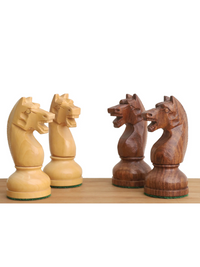 Pièces d'échecs soviétiques russes des années 1960, 4,5 pouces, doublement lestées, en palissandre doré