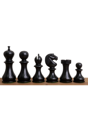 English Dublin Pattern Chess Pieces - Antiqued & Ebonised Boxwood - 3.6" King