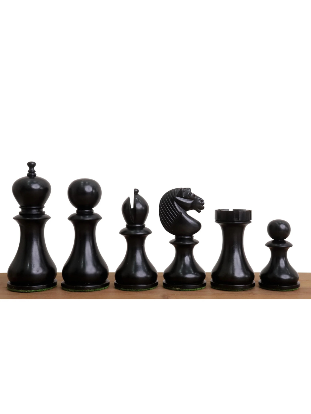 3.6" English Dublin Pattern Chess Pieces Antiqued & Ebonised Boxwood