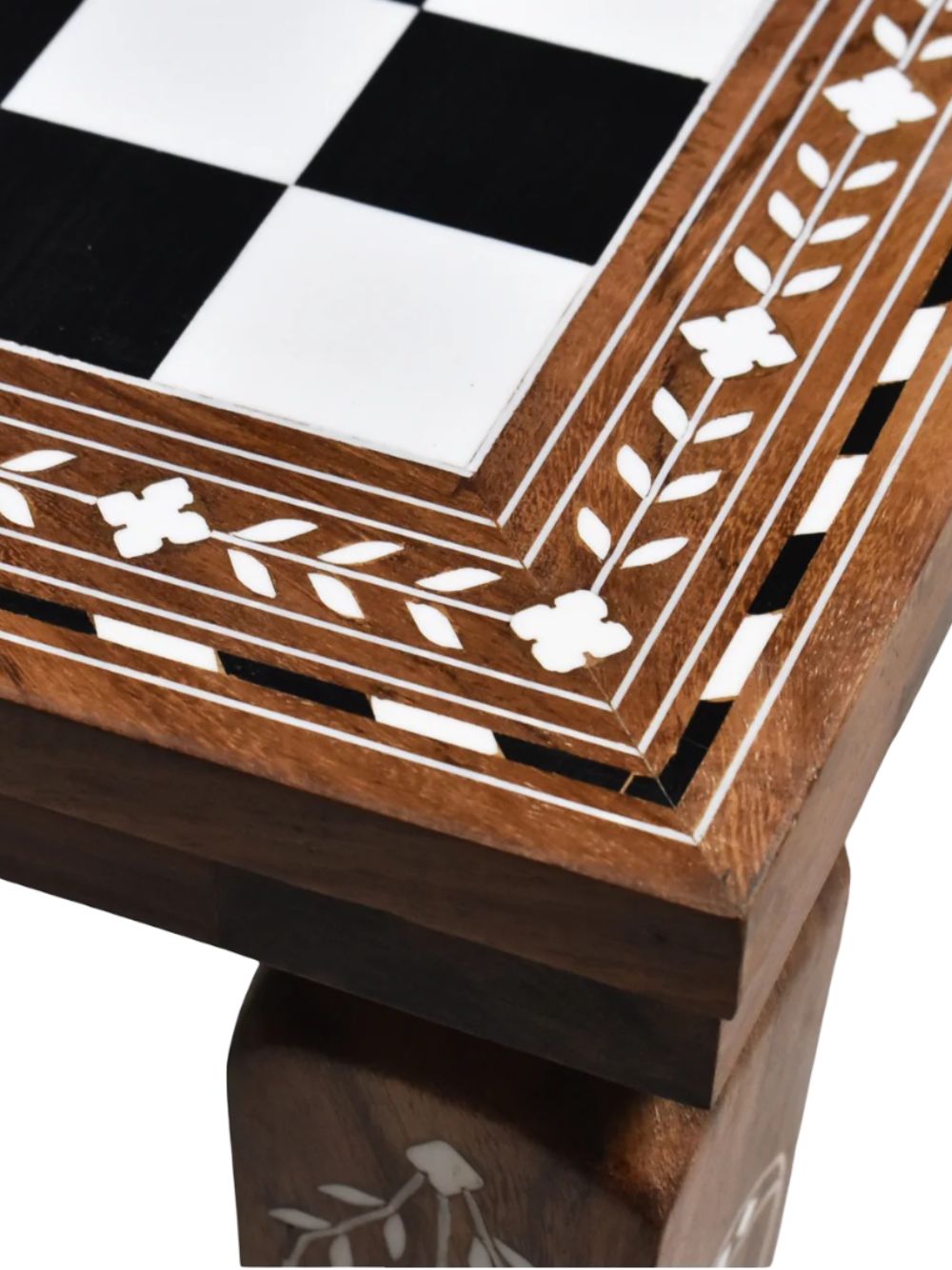 Table d'échecs en bois 14" – Série Bibliothèque en palissandre doré et ivoire acrylique