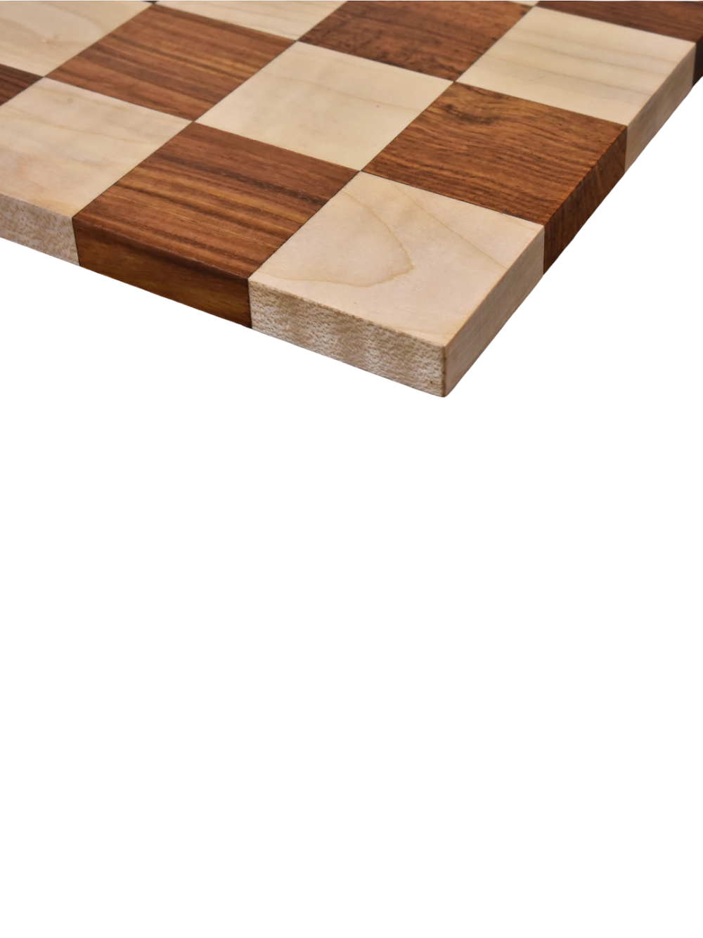 Plansza do szachów z drewna różanego Golden Rosewood i klonu, z widocznym rysunkiem słojów