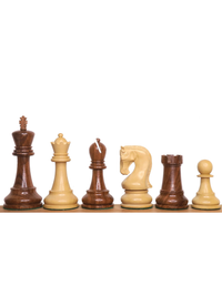 4" Leningrad Staunton Chess Set - Pieces in Golden Rosewood with Board and Box
