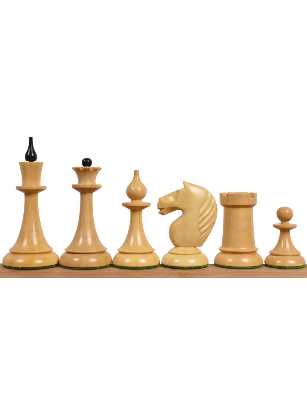 1950's Soviet Latvian Reproduced Chess Pieces Ebonised Boxwood - 4"