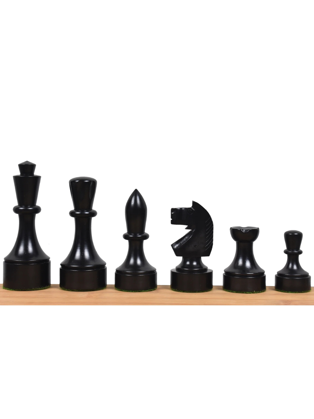 Pezzi di Scacchi Staunton Bundesform Tedeschi - Legno di Bosso Ebonizzato - Re 3,8"