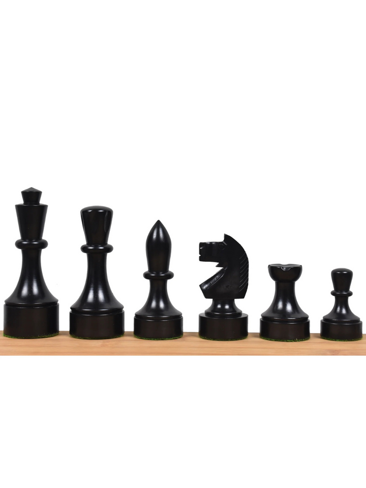 Pezzi di Scacchi Staunton Bundesform Tedeschi - Legno di Bosso Ebonizzato - Re 3,8"
