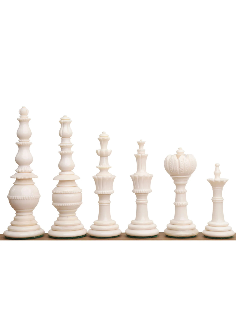 4.6″ Turkish Tower Pre-Staunton Chess Set - Chess Pieces Only - Black & White Camel Bone