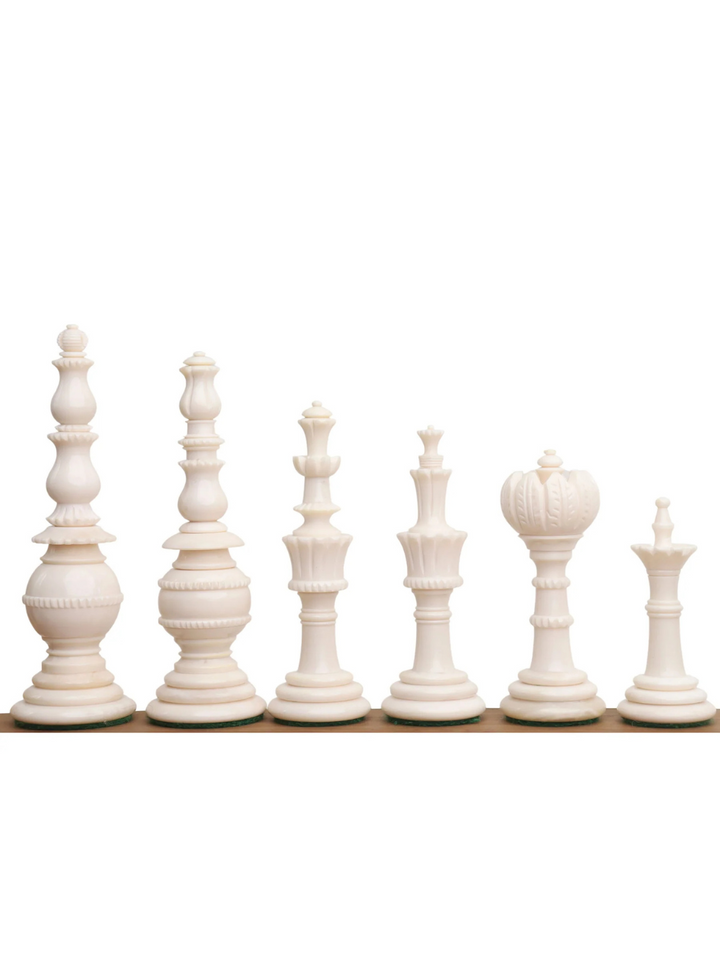 Set di Scacchi Pre-Staunton Torre Turca 4,6" - Solo Pezzi - Osso di Cammello Nero e Bianco