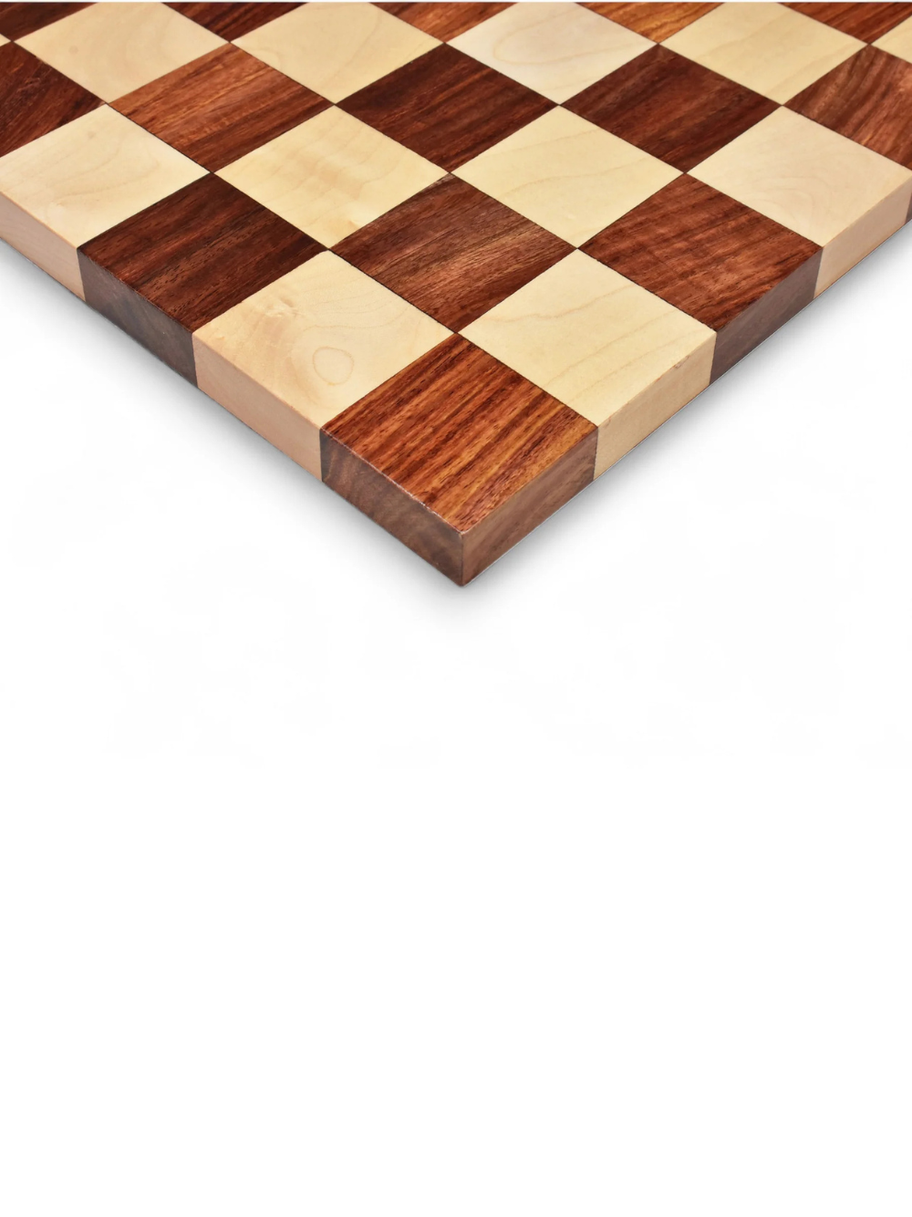 Borderless Hardwood End Grain Chess Board - Golden Rosewood & Maple-50 mm square