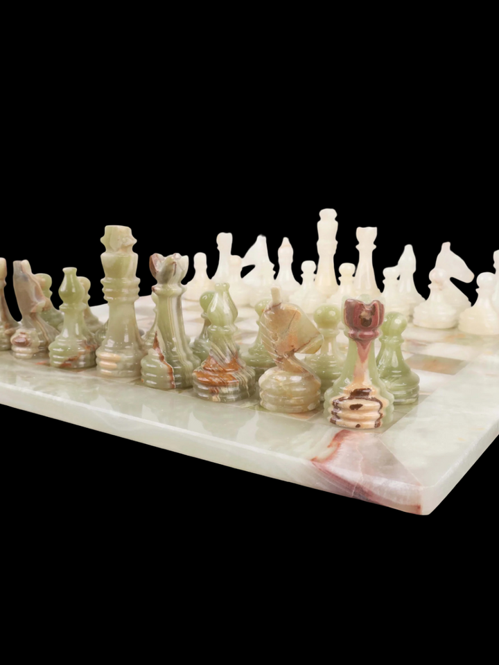 Set di scacchi artigianale in marmo e pietra Onice - 15"