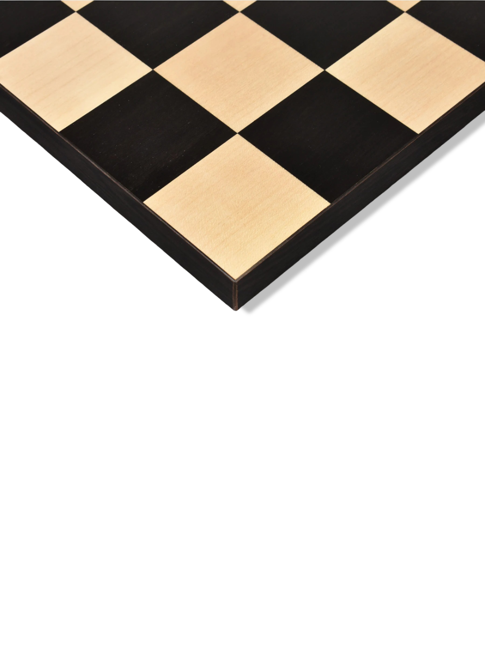 Scacchiera senza bordi in legno massello intarsiato in ebano e acero (casella 55 mm)