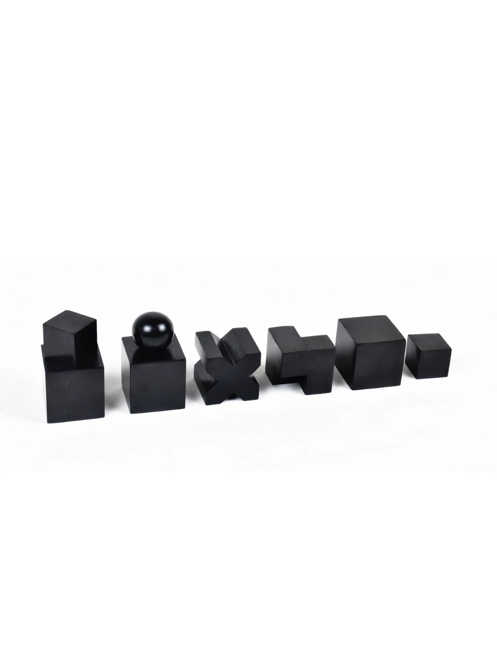 Reproduced 1923 Bauhaus Ebonised Boxwood Abstract Chess Pieces - 2" King