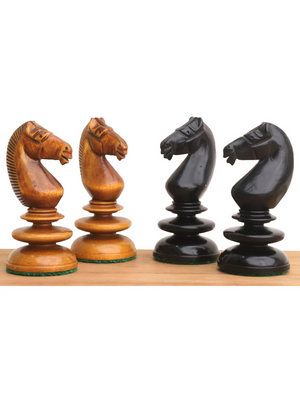 3.3" St. John Pre-Staunton Ebony Wood & Antique Calvert Chess Pieces